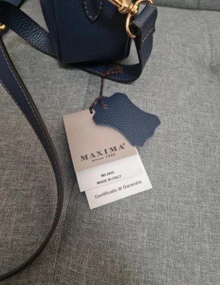 Borsa Maxima vera pelle blu