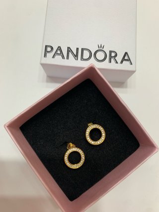 Pendientes Pandora Círculo Brillante Dorado