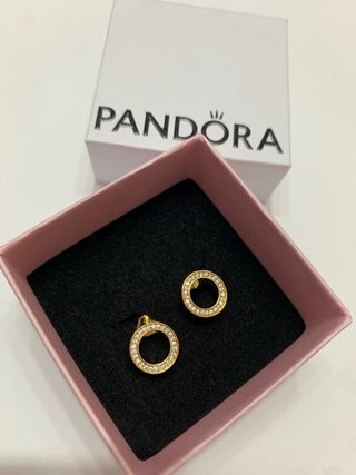 Pendientes Pandora Círculo Brillante Dorado