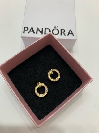 Pendientes Pandora Círculo Brillante Dorado