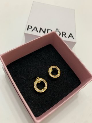 Pendientes Pandora Círculo Brillante Dorado