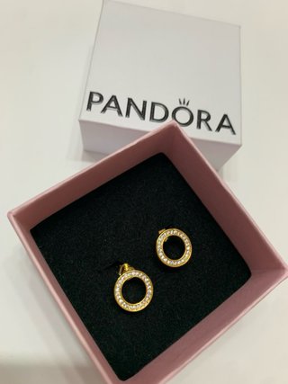Pendientes Pandora Círculo Brillante Dorado