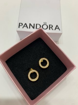 Pendientes Pandora Círculo Brillante Dorado
