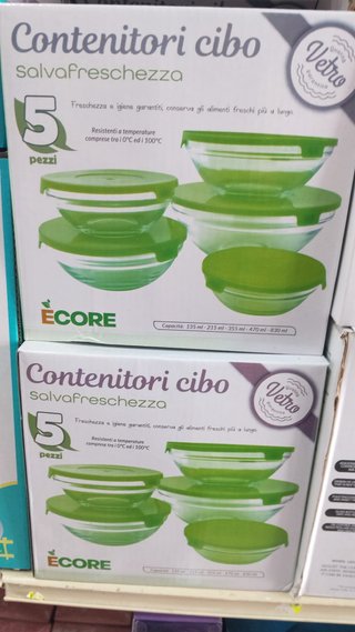 Set 5 Contenitori Cibo Vetro Ecore