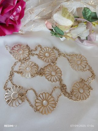 Cintura metallo dorato vintage fiori