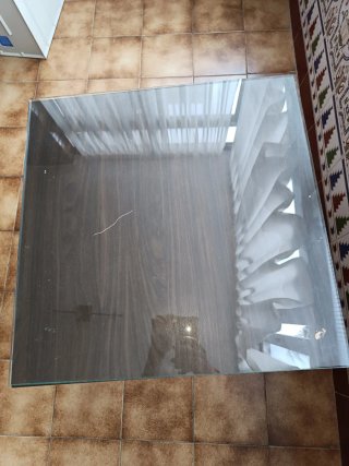 Mesa madera Ikea con cristal