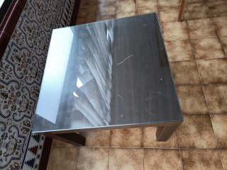 Mesa madera Ikea con cristal