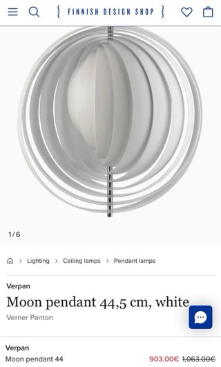 Luminária Pendente Moon Verpan Branca