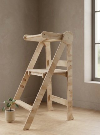 Torre Montessori pieghevole in legno nuova regolabile