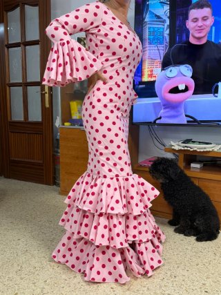 Vestido de gitana rosa lunares