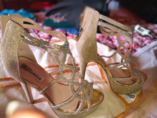 Scarpe Bellamica tacco oro/argento taglia 36