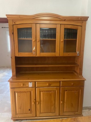 Mueble rústico madera y cristal