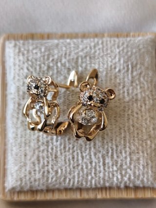 Pendientes Oso Chapados Oro 18k