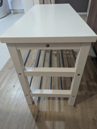 Banco zapatero blanco y plateado ikea