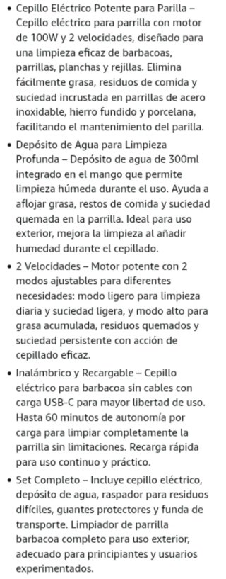 Cepillo Eléctrico Parrilla con Depósito