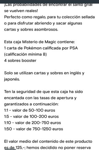Caja Misteriosa Pokémon: 1 PSA + 4 Sobres.