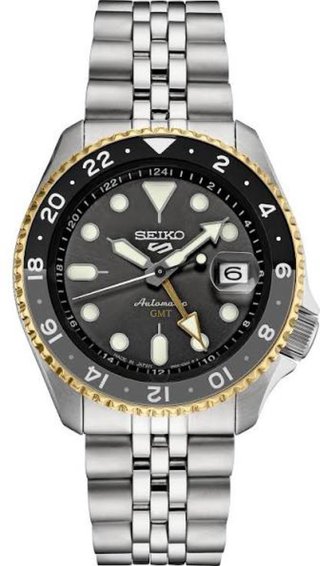 Reloj Seiko GMT Automático Negro y Dorado