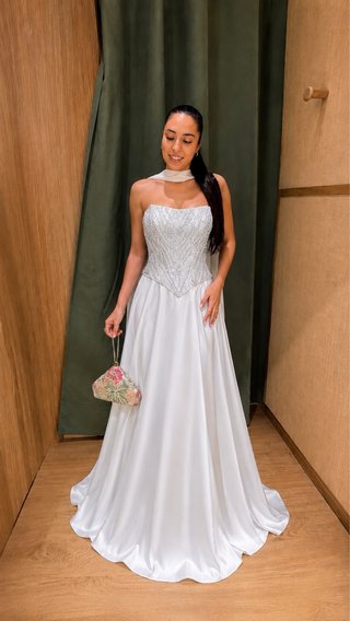 Vestido de Novia Plateado y Blanco