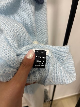 Casaco malha SHEIN flores azul e branco S