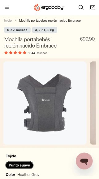 Mochila Portabebés Ergobaby Embrace negra