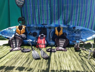 Kayak individual/doble azul y blanco