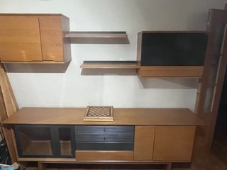 Mueble salón madera y negro