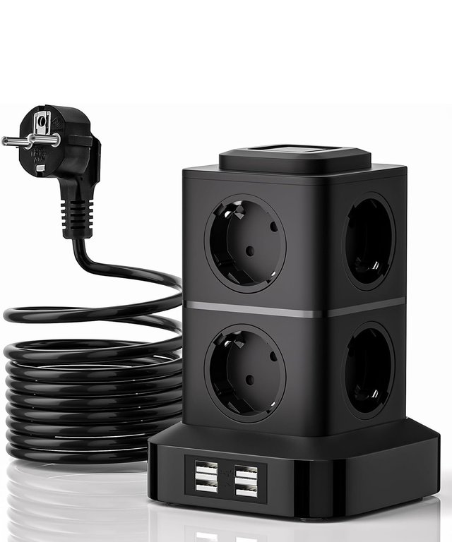 Enchufe Múltiple Negro con Cable