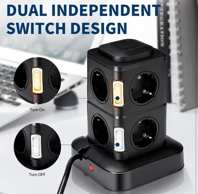 Enchufe Múltiple Negro con Cable