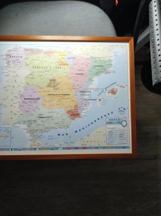 Cuadro Mapa España Marco Madera
