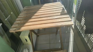 Conjunto mesa y 2 sillas balcón madera