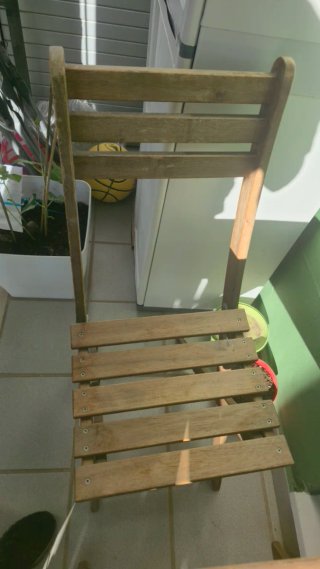 Conjunto mesa y 2 sillas balcón madera