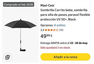 Sombrilla carrito bebé