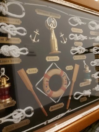 Cuadro náutico de nudos marineros (Madera/cristal)
