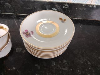 Juego Tazas Café Vintage Porcelana Floral Dorado