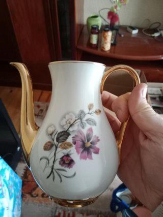 Juego Tazas Café Vintage Porcelana Floral Dorado