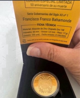 Moneda Conmemorativa F.Franco Chapado Oro