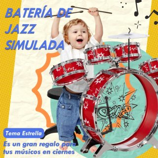 Batería infantil roja con banqueta