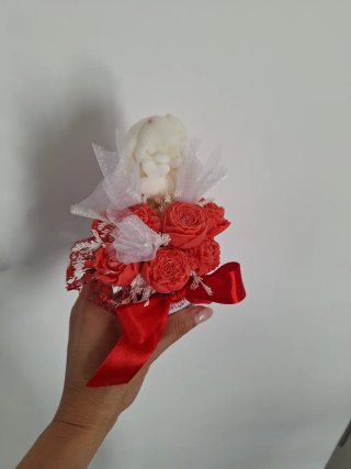 Regalo profumato fiori rosa e viola in cera di soi