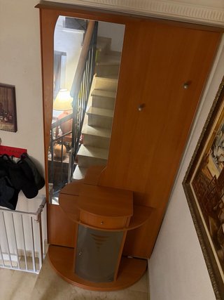 Mueble de entrada madera y cristal