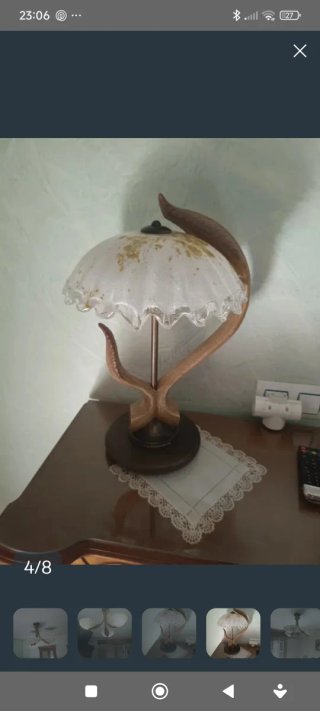 Lámpara de techo cristal y madera dorada
