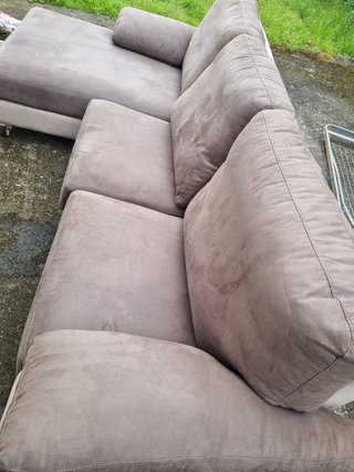 Sofá Chaise Longue Tela Beige/Gris
