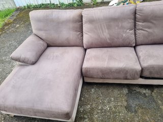 Sofá Chaise Longue Tela Beige/Gris