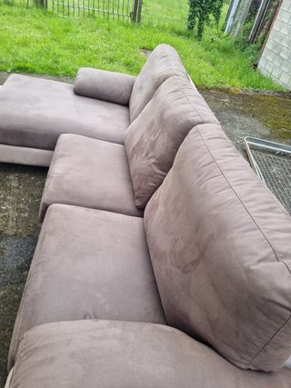Sofá Chaise Longue Tela Beige/Gris