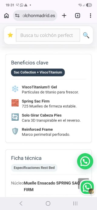 Colchón 120x190 Nuevo Visco Springsac