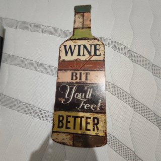 Cartel Decorativo Madera Botella Wine