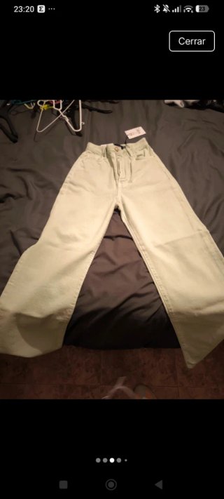 Pantalón campana mujer tiro alto verde