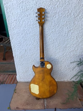 Guitarra tipo Les Paul Customizada Azul y logo