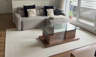 Mesa centro madera y cristal 120x60