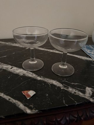 8 Copas de champán antiguas de cristal