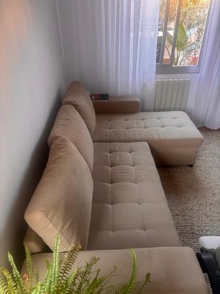 Sofá chaise longue convertible beige